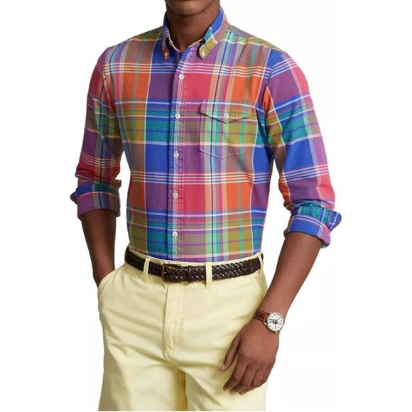 Polo Ralph Lauren Small Multicolor Plaid Classic Fit Button Front Pocket Shirt - Picture 2 of 6